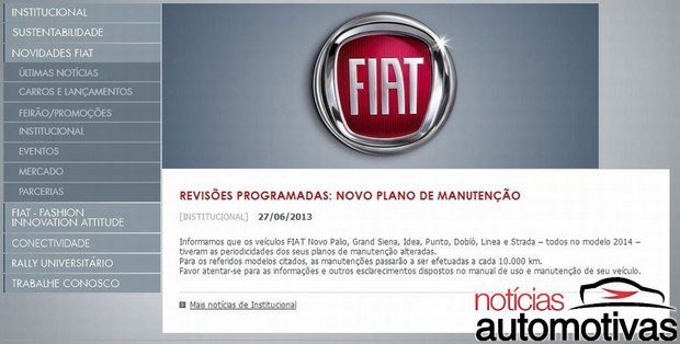 Fiat muda revisão programada Revisão programada FIAT 620x314 Fiat muda revisão programada