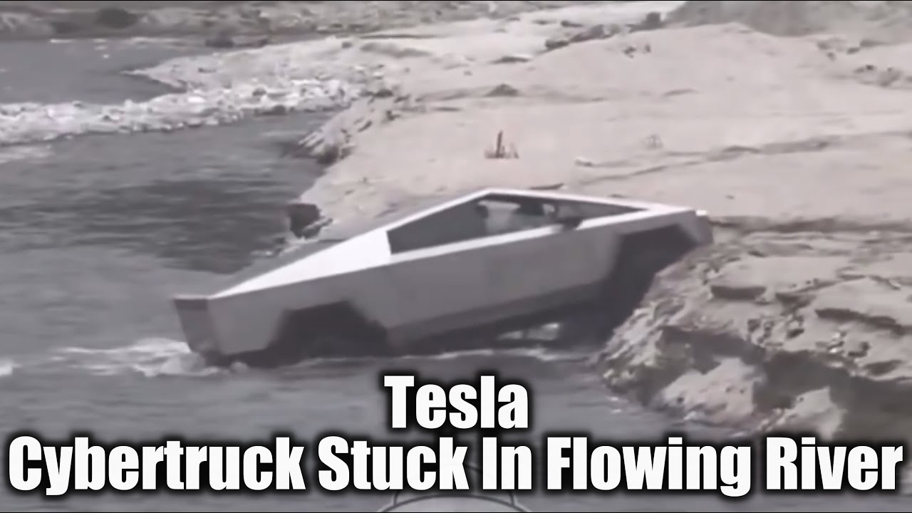 Tesla Cybertruck Stuck In Flowing River