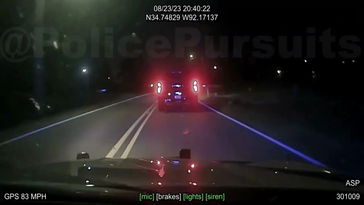 Chevy Silverado slams on brakes causing Trooper to RAM it & lose control - Driver runs into woods