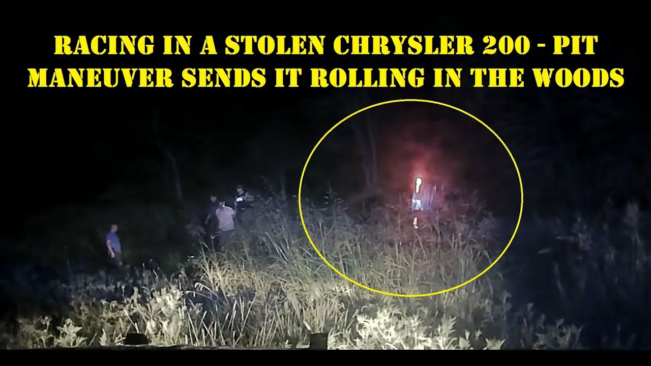 Stolen Chrysler 200 takes two PIT Maneuvers before rolling over in the woods #pursuit #police #chase