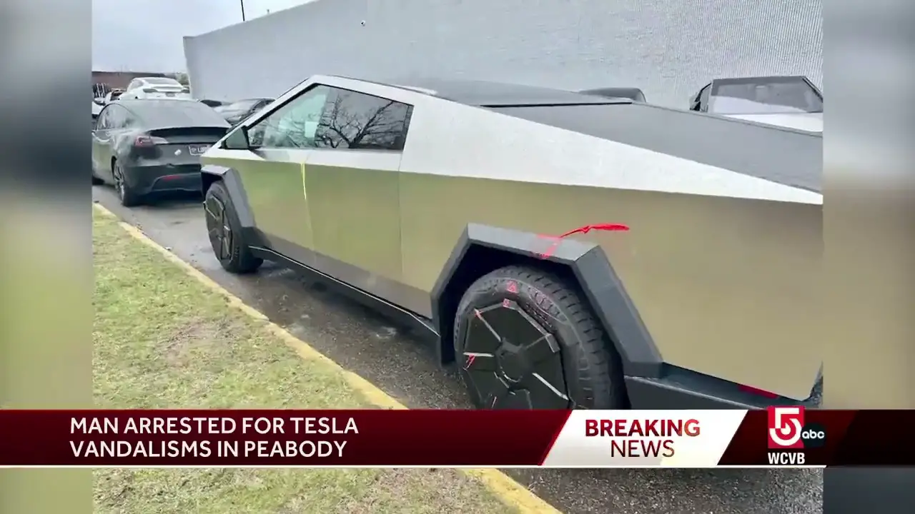 Man faces charges in Tesla vandalism in Peabody