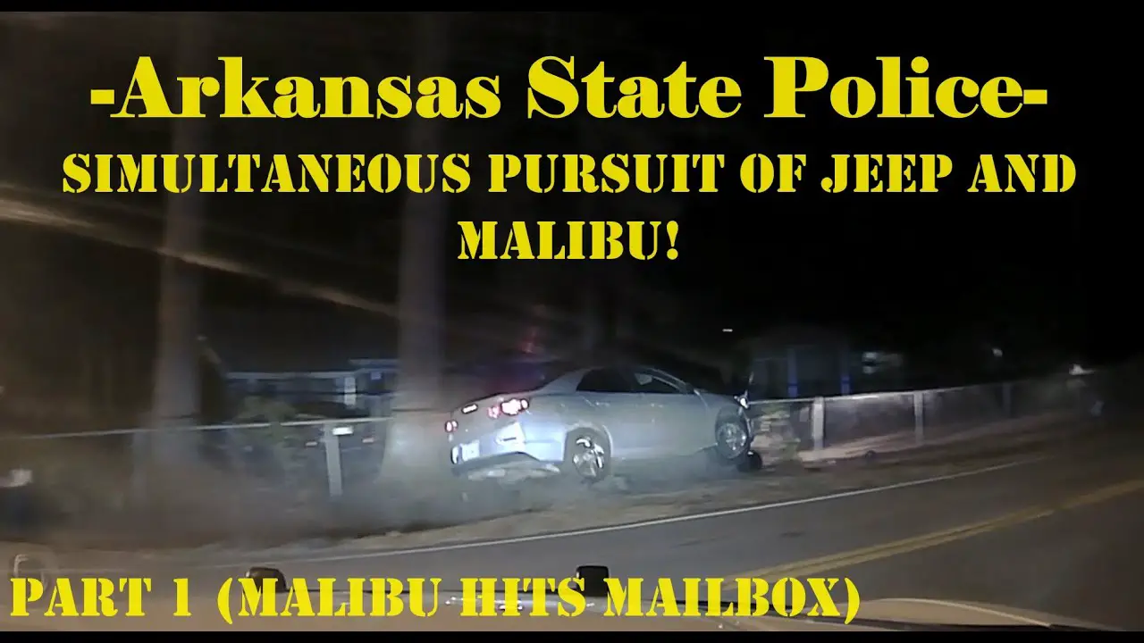 Arkansas State Police *simultaneous* HIGH SPEED PURSUIT of TWO vehicles (Jeep & Malibu) #chase #pit