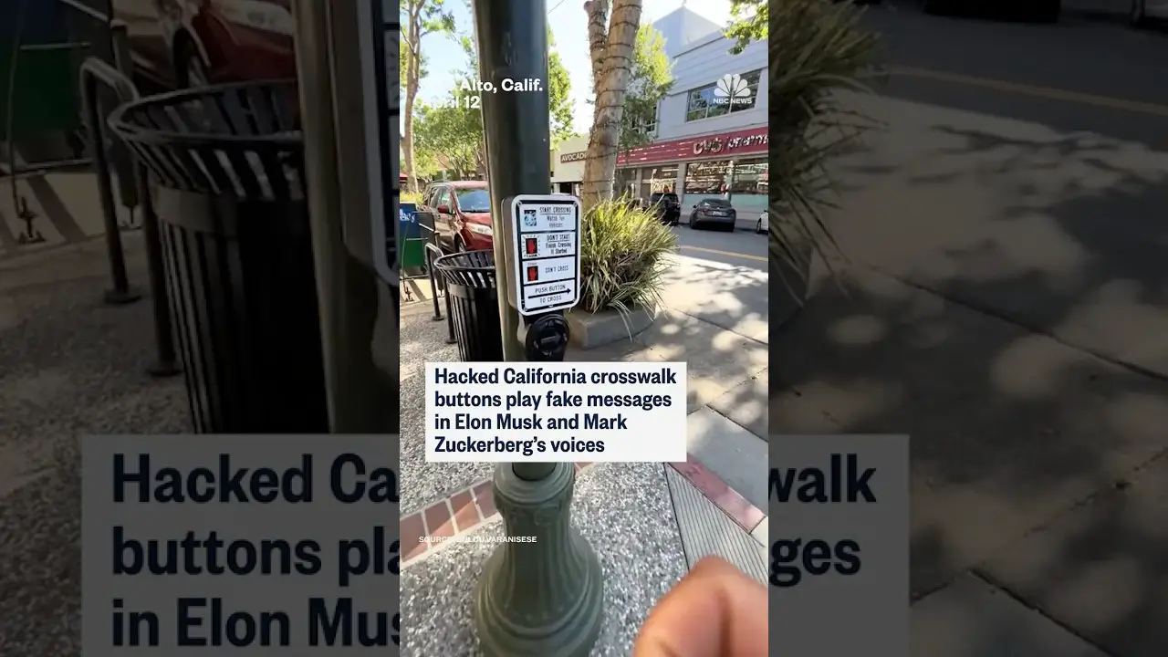 Hacked California crosswalk buttons play fake messages in Elon Musk and Mark Zuckerberg's voices