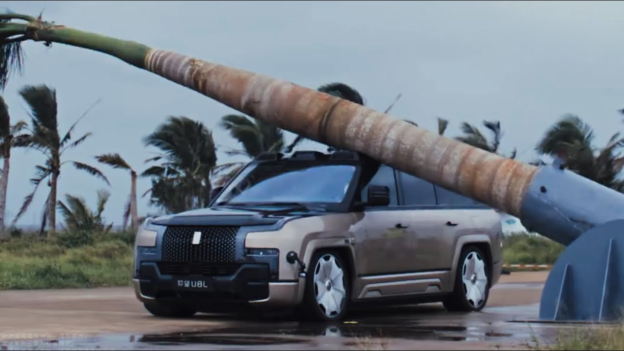 Impressive BYD YangWang U8L Palm Tree Drop Test