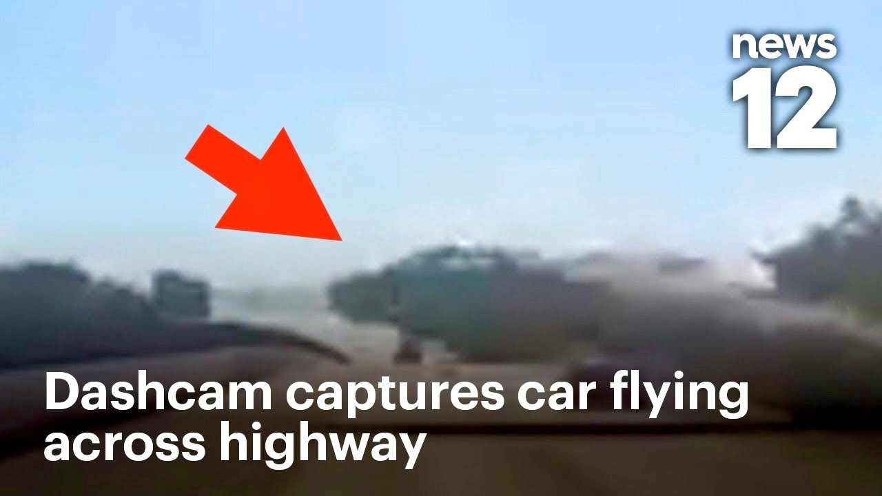 Exclusive: Car goes airborne across Sunrise Highway in shocking dash cam video | News 12