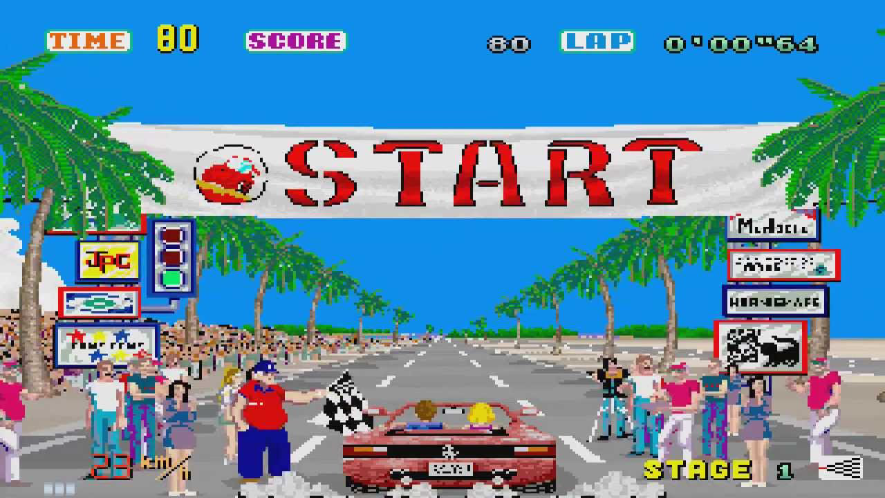 1987 Outrun Passing Breeze Arcade Old School Game Playthrough  Retro Game