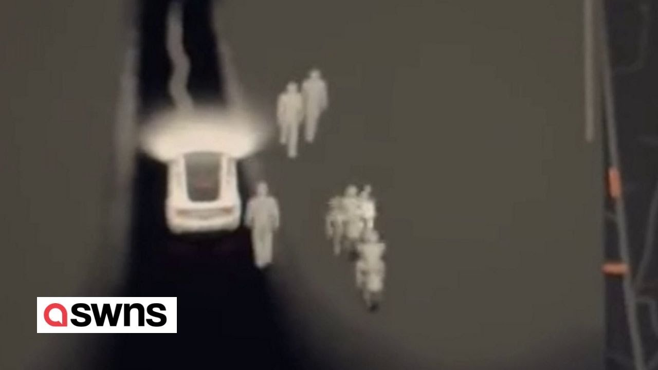 Eerie moment Tesla detected mysterious figures swarming graveyard | SWNS